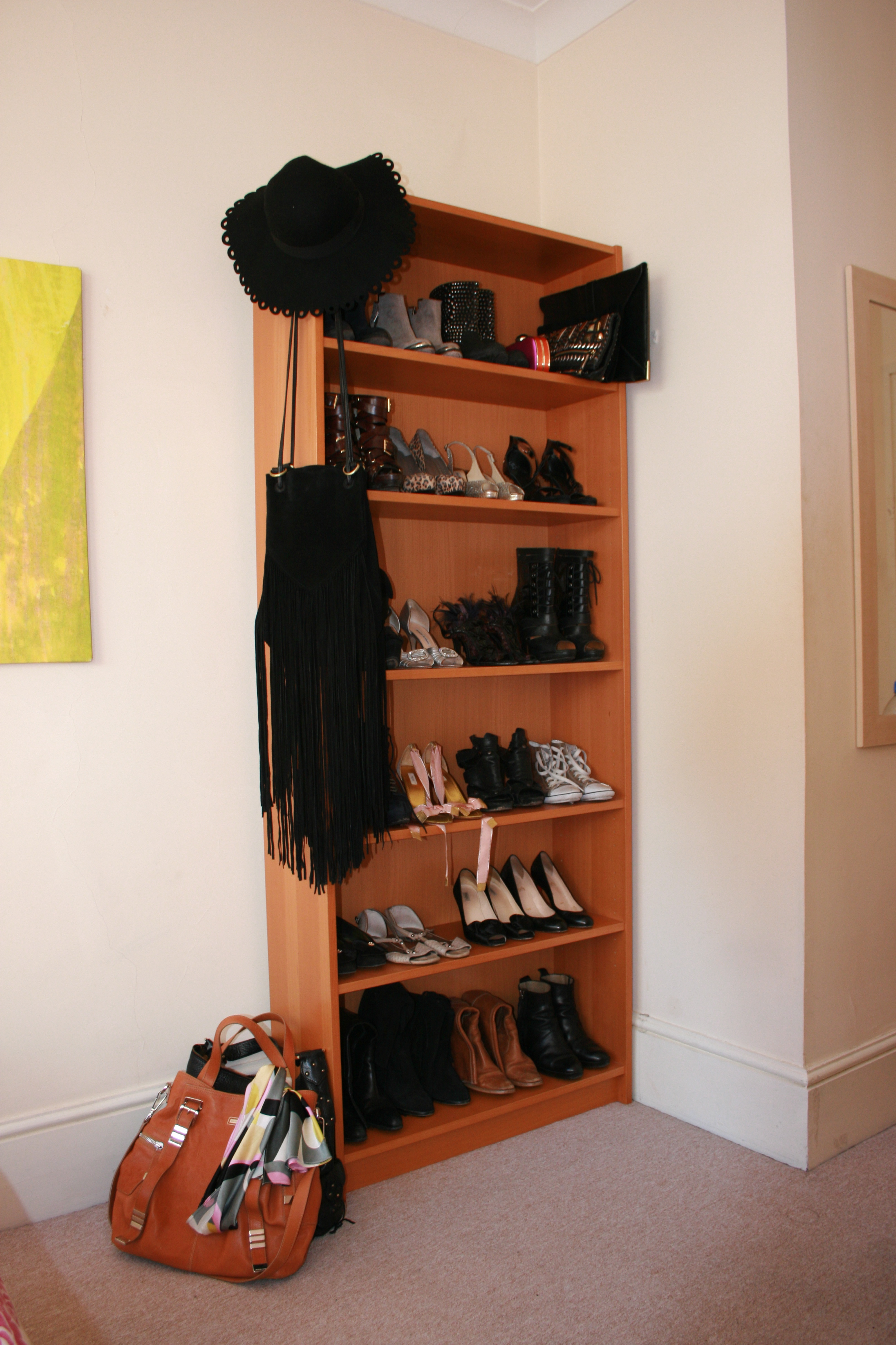Bookshelf With Shoes Chocolatesandraspberries